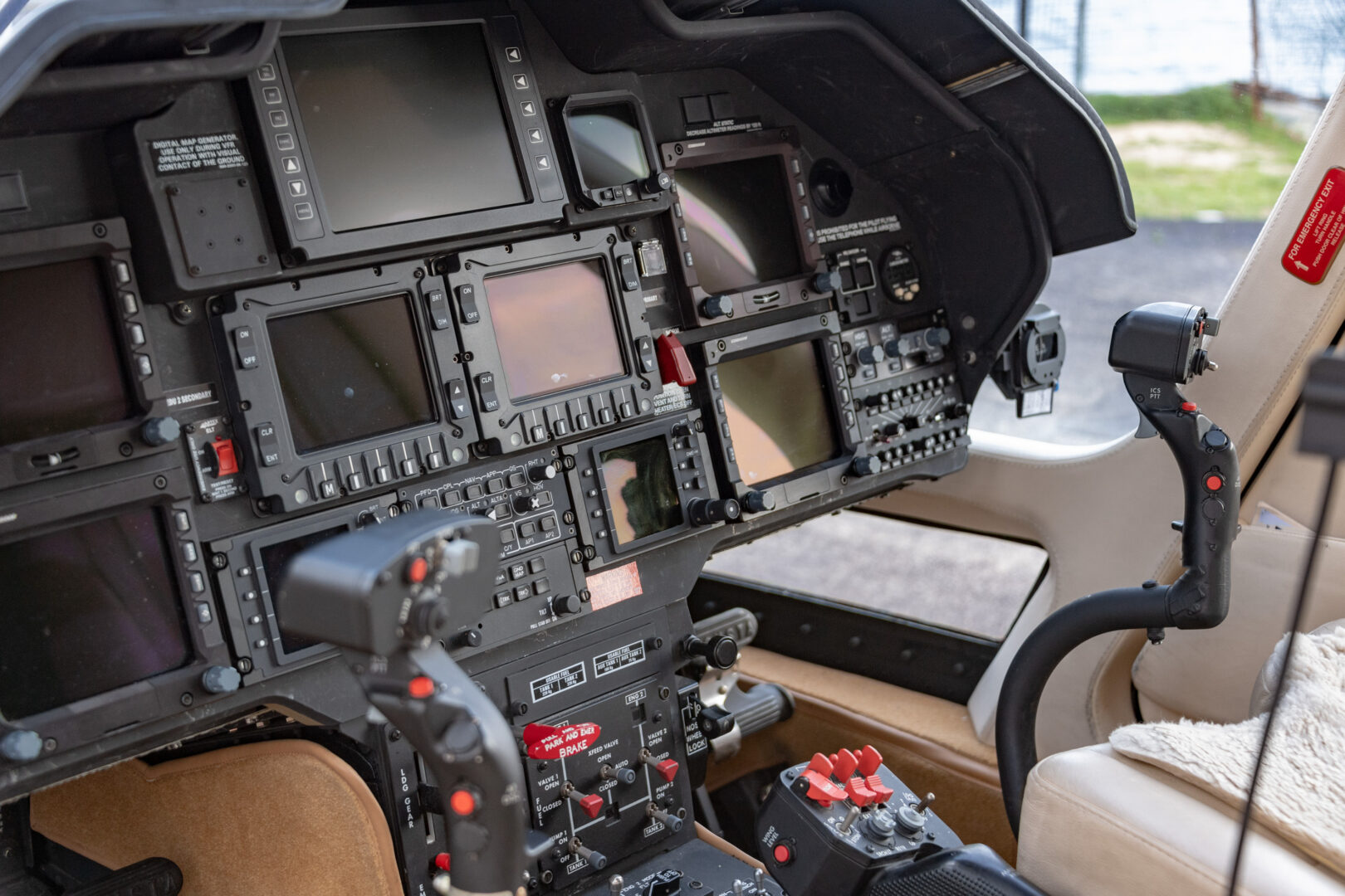 Helicopter cockpit detail close up